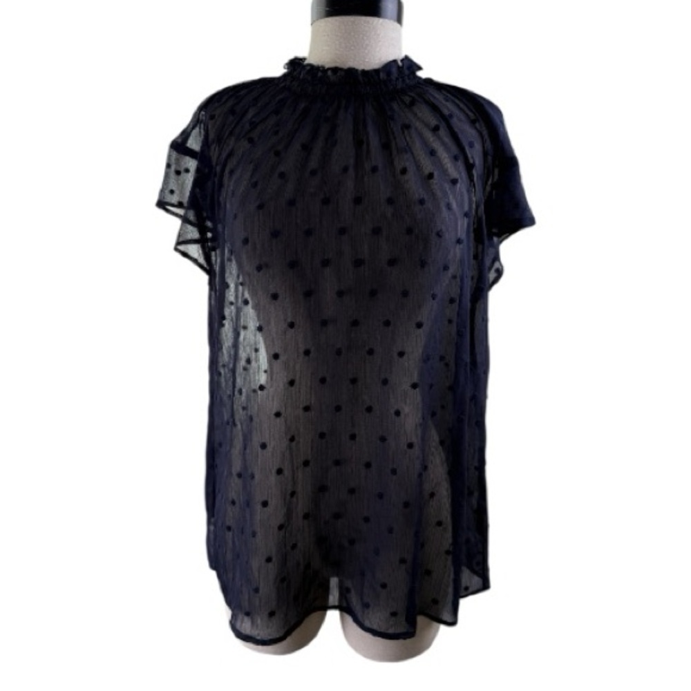 Express Black Sheer Polka Dot Blouse